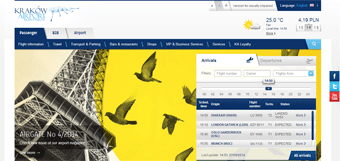 Krakow Airport Website